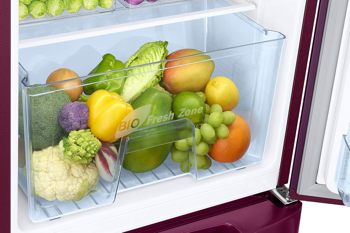 Samsung 183 L, 3 Star, Digital Inverter, Direct-Cool Single Door Refrigerator (RR20C1823CR/HL, Red, Camellia Purple, Base Stand Drawer) - Image 7