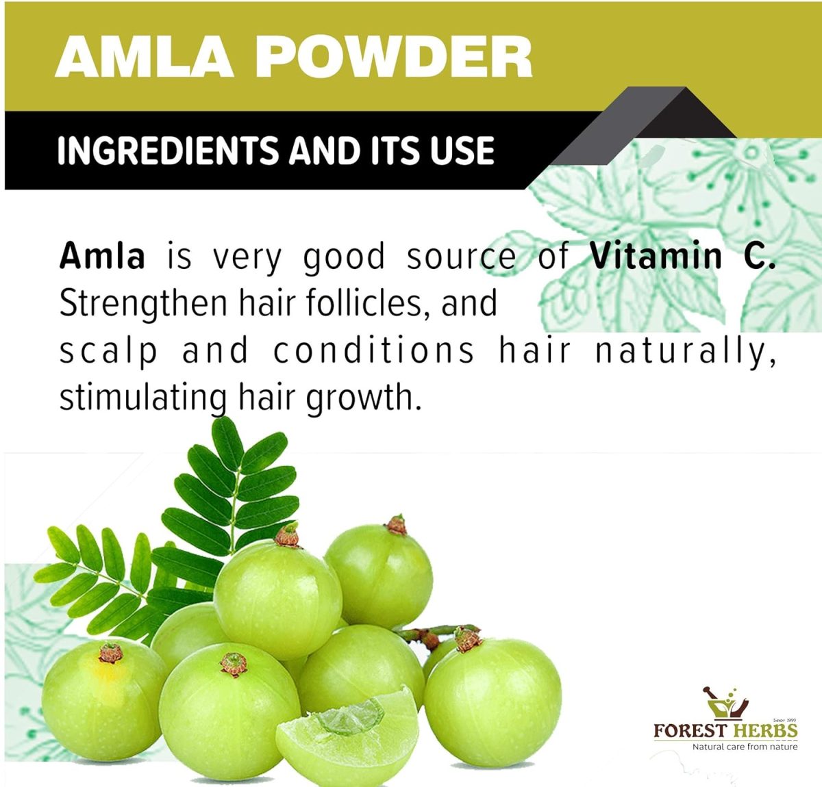 THE FOREST HERBS Natural care from nature Natural Organic Amla, Reetha, Shikakai, Bhringraj, Hibiscus Powder for All Hair Type, 100G Each, 5 Count - Image 2