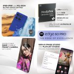 Motorola Edge 60 Pro 5G (Pantone Dazzling Blue, 8GB RAM, 256GB Storage) | 6.7" Display | 50MP+50MP+10MP | 50MP Front | Dimensity 8350 | 6000mAh | 90W & 15W Wireless Charging | IP68/IP69 Rated - Image 5