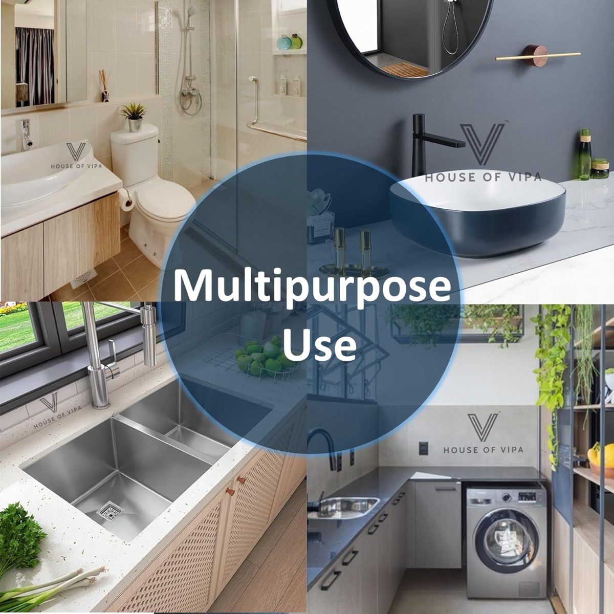House of VIPA Plastic Bathroom Accessories, Bathroom Rack, Bathroom Shelf Organizer, Wall Mounted Shelf, Bathroom Hardware and Accessories, Storage Racks (2 Shelf and 4 Hooks), Multi - Image 6