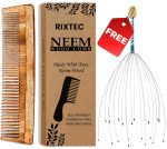 RIXTEC Neem Comb, Wooden Comb | Hair Growth, Hairfall, Dandruff Control | Hair Straightening, Frizz Control For Men and Women