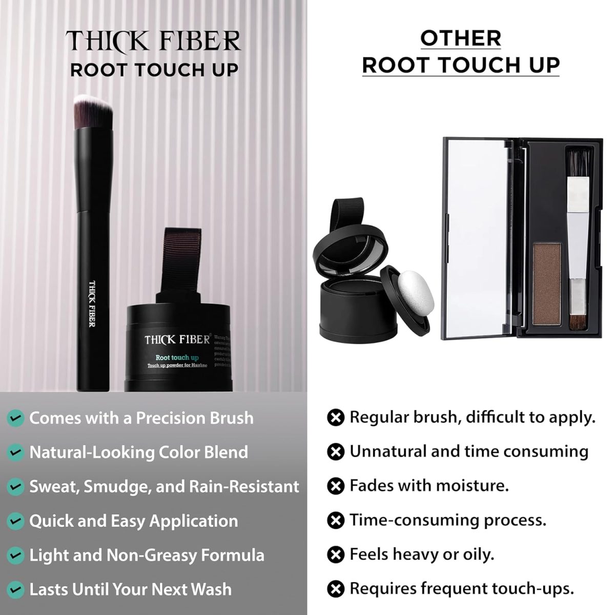 THICK FIBER Root Touch Up & Hairline Powder with Precise Brush for Grey Root Coverage & Thin Hair (Dark Brown, 4g) – Water & Sweat Resistant – Hair Loss Concealer for Women, Bald Spots & Hair Fill-In - Image 7
