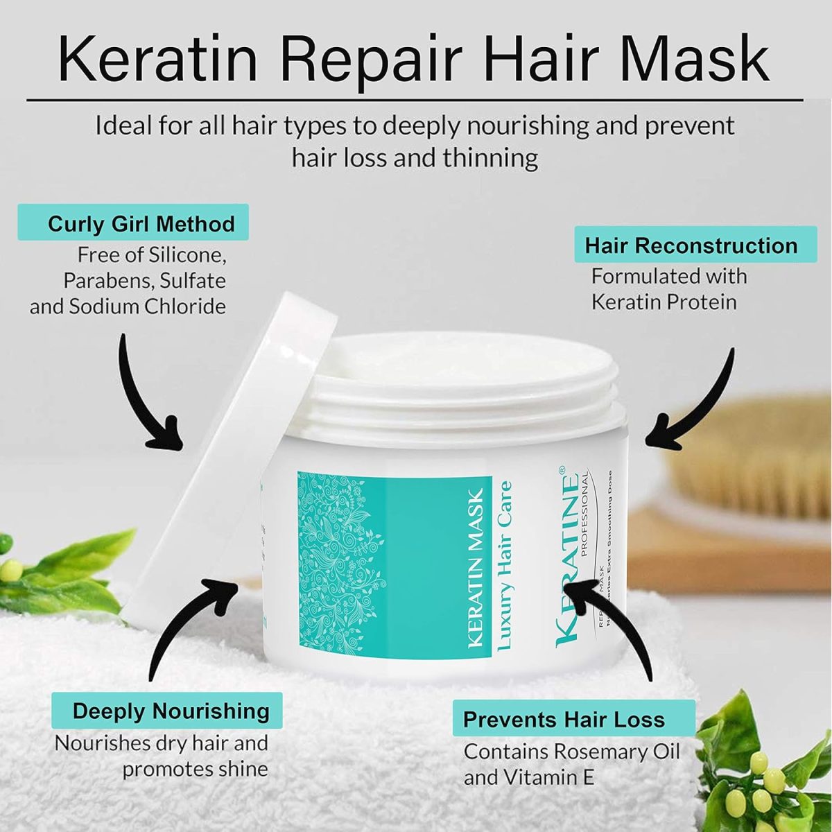 KERATINE PROFESSIONAL® Keratin Shampoo, Hair Mask and keratin Serum(100 Ml) Kit | Sulphate free Repair Shampoo, Repair Hair Mask and Professional Smooth Shine Serum Set for Thin Fine Hair | Pro Treatments for Dry, Damaged & Color Treated Hair. - Image 3