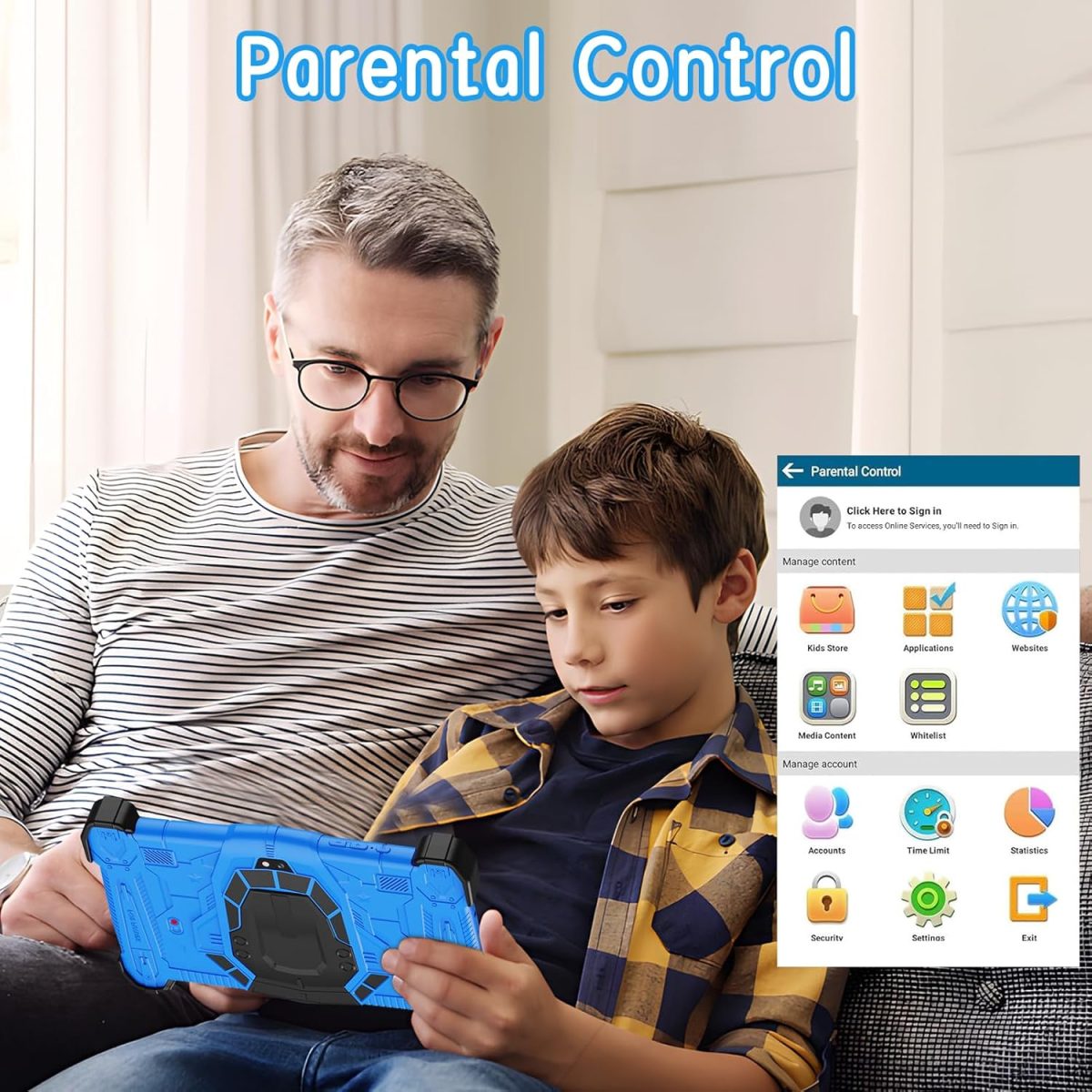 Fivahiva Kids Tablet 7-Inch, 64GB, 1GB RAM, Blue,Wi-Fi, Octa-Core Processor, Ad-Free Content, Parental Controls, Iwawa Learning Games, 2025 Model - Image 4