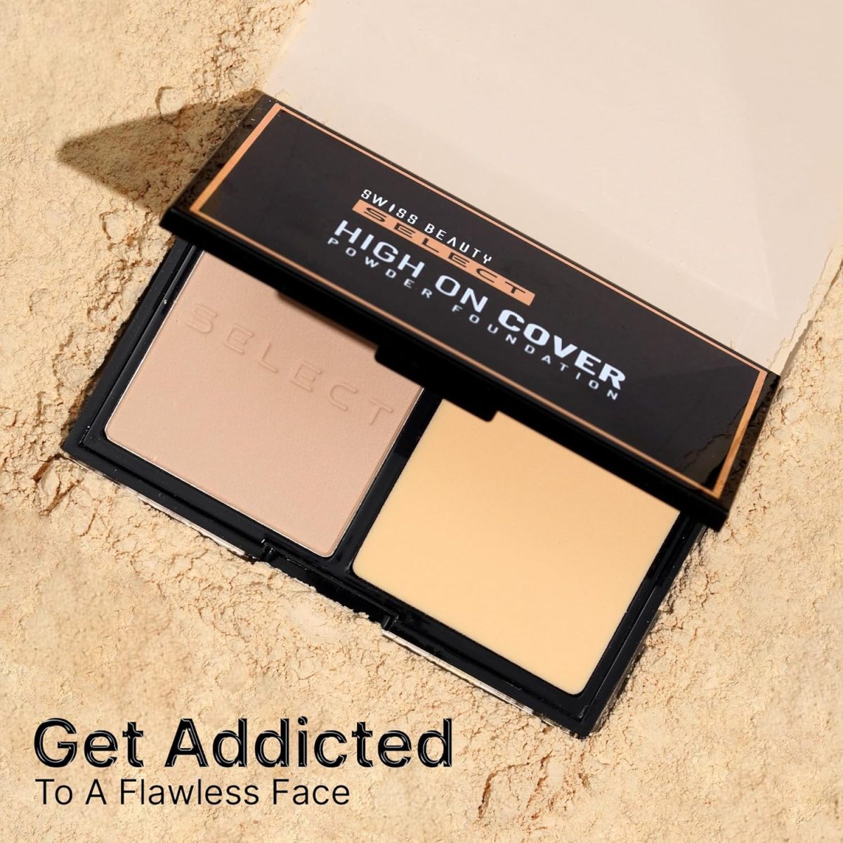 Swiss Beauty Select High On Cover Powder Foundation with sponge | Waterproof & Oil Controlling | 16-Hour wear | Shade 02 Light Natural, 5.5g - Image 2