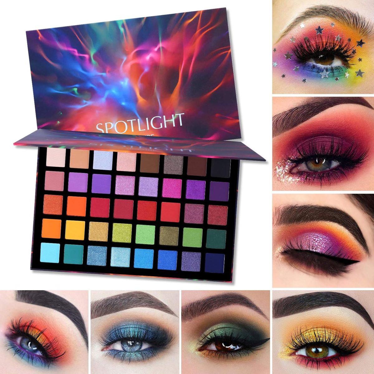 UCANBE Cosluxe Ucanbe Spotlight Eyeshadow Palette, Professional 40 Color Eye Shadow Matte Shimmer Makeup Pallet Highly Pigmented Colorful Powder Long Lasting Waterproof Eyeshadow Palette - Multicolor - Image 6