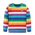 Boys Cotton Long Sleeve T-Shirts Rainbow Striped Shirts