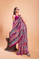 Garden Vareli Satin Crepe Saree With Unstitched Blouse Piece - Image 5