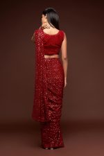 Zeel Clothing Women's Sequins Work Heavy Georgette Saree with Blouse (Latest-Sequins-Party-Saree, Free, Many Colors) - Image 4