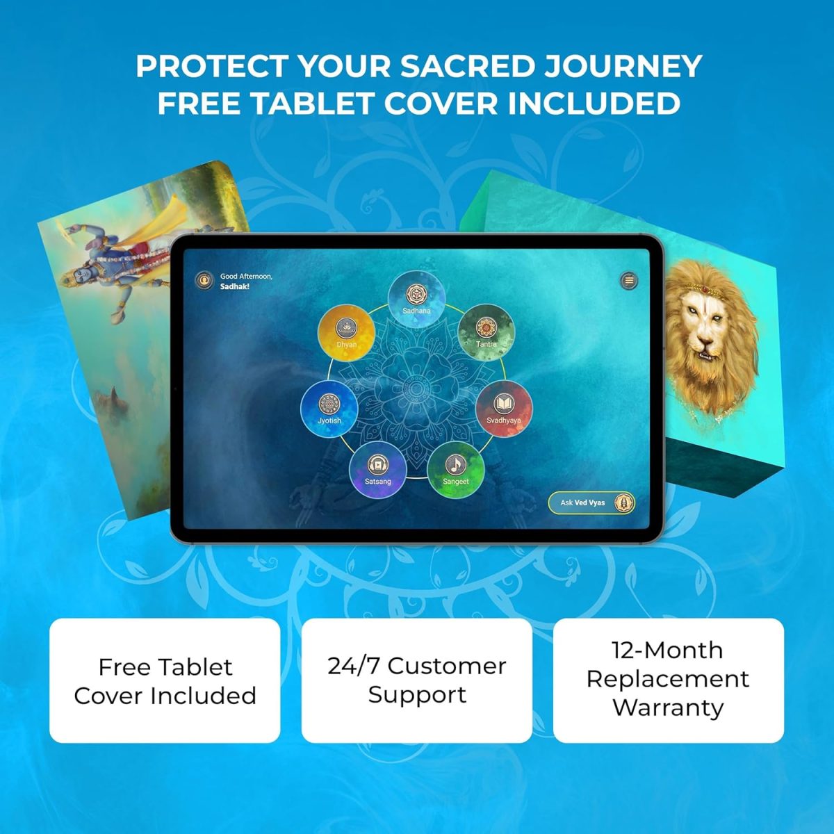 Sadhana Tablet V2 – World’s First Vedic Tablet & Digital Temple | Ad-Free Spiritual Companion | 3D Rituals, Meditations & Astrology | with Improved Battery and Performance | Designed by Om Swami - Image 7