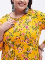 Tissu Plus Women's Yellow & Pink Printed Kurta with Palazzo - Image 6
