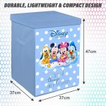 Kuber Industries Disney Kids Team Mickey Print Non Woven Fabric Foldable Laundry Basket|Toy Storage Basket|Cloth Storage Basket With Lid & Handles (Royal Blue) - Image 3