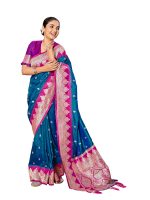 MANOHARI Women's Trendy Banarasi Silk Woven Saree with Heavy Jacquard Pattern, Elegant Design, Silk Saree with Unstitched Jacquard Blouse Piece for Weddings & Festive Occasions