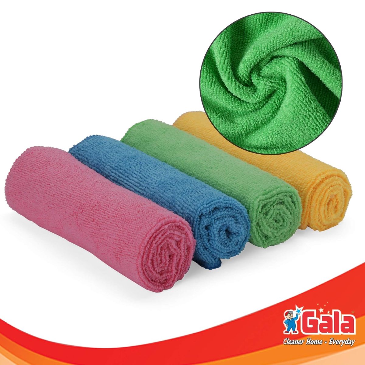 Gala Microfiber Cleaning Cloth/ Towels Set of 4 Kitchen Wipes, Microfiber Cloth for car, bike cleaning and home cleaning, Glass cleaning cloth, (Multicolor) - Image 2