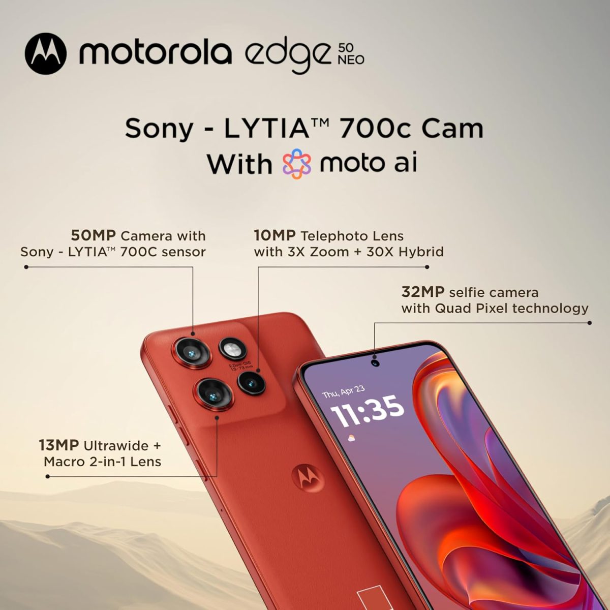 Motorola Edge 50 Neo 5G (Pantone Poinciana, 8GB RAM, 256GB Storage) - Image 10
