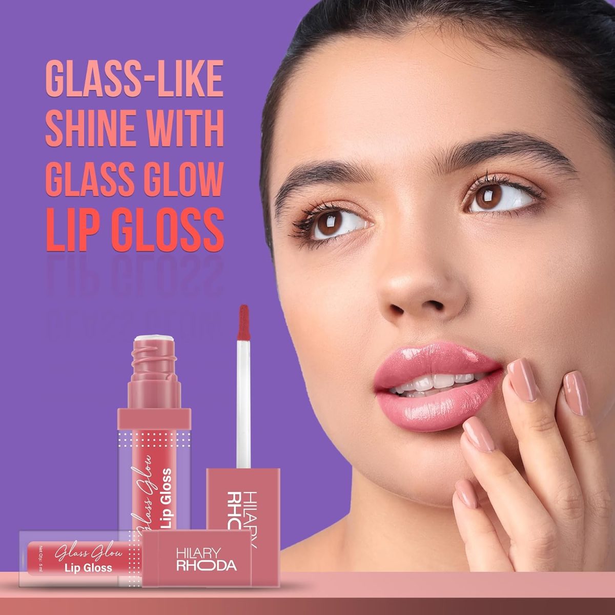 Hilary Rhoda Glass Glow Lip Gloss | Nourishing & Hydrating Lip Gloss | Sheer Coverage | High Shine | Juicy & Plump Lips | Glides on Smoothly | 5ml (Plumalicious - Shade 05) - Image 3