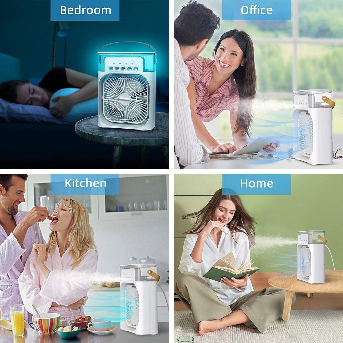 ConvertKitchen Portable Air Conditioner Fan, 500 ml Water Tank USB Personal Cooler, Mini Humidifier Fan with 7 Colors LED Light, 3 Timer, 3 Wind Speeds, 3 Spray Modes for Office, Home - Image 6