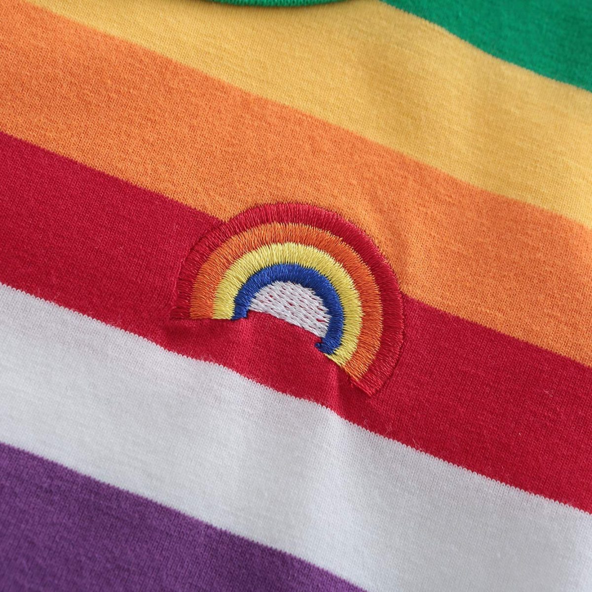Boys Cotton Long Sleeve T-Shirts Rainbow Striped Shirts - Image 6