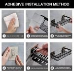 MorivaHomes Multipurpose Self-Adhesive Aluminium Bathroom Wall Mounted Storage Organizer Shelf Holder/Rack/Bathroom Accessories (Pack of 2, Black) - Image 6