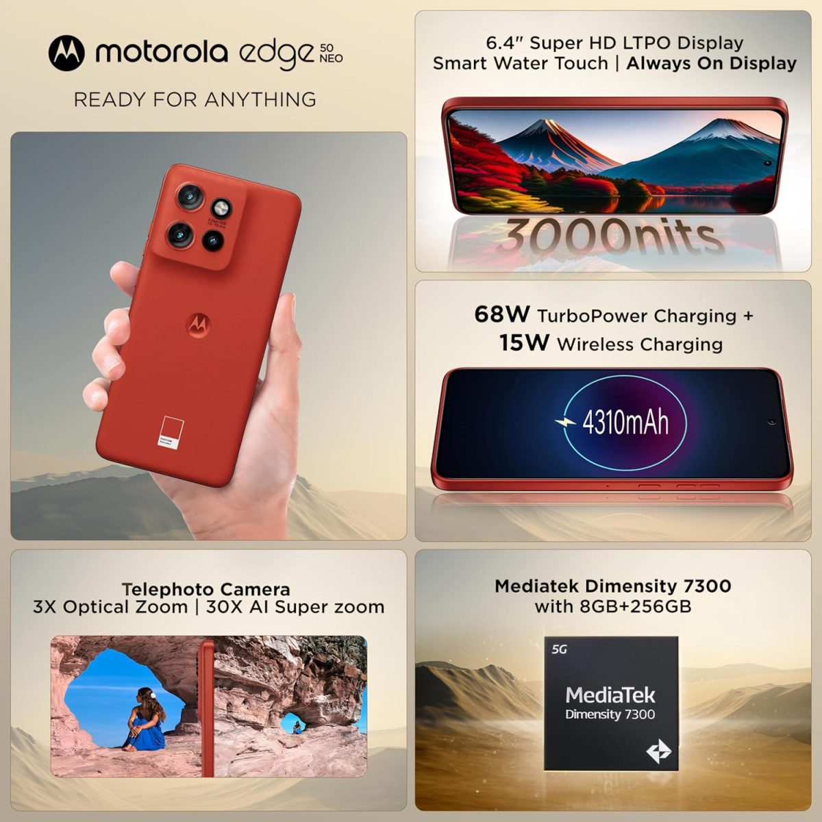 Motorola Edge 50 Neo 5G (Pantone Poinciana, 8GB RAM, 256GB Storage) - Image 6