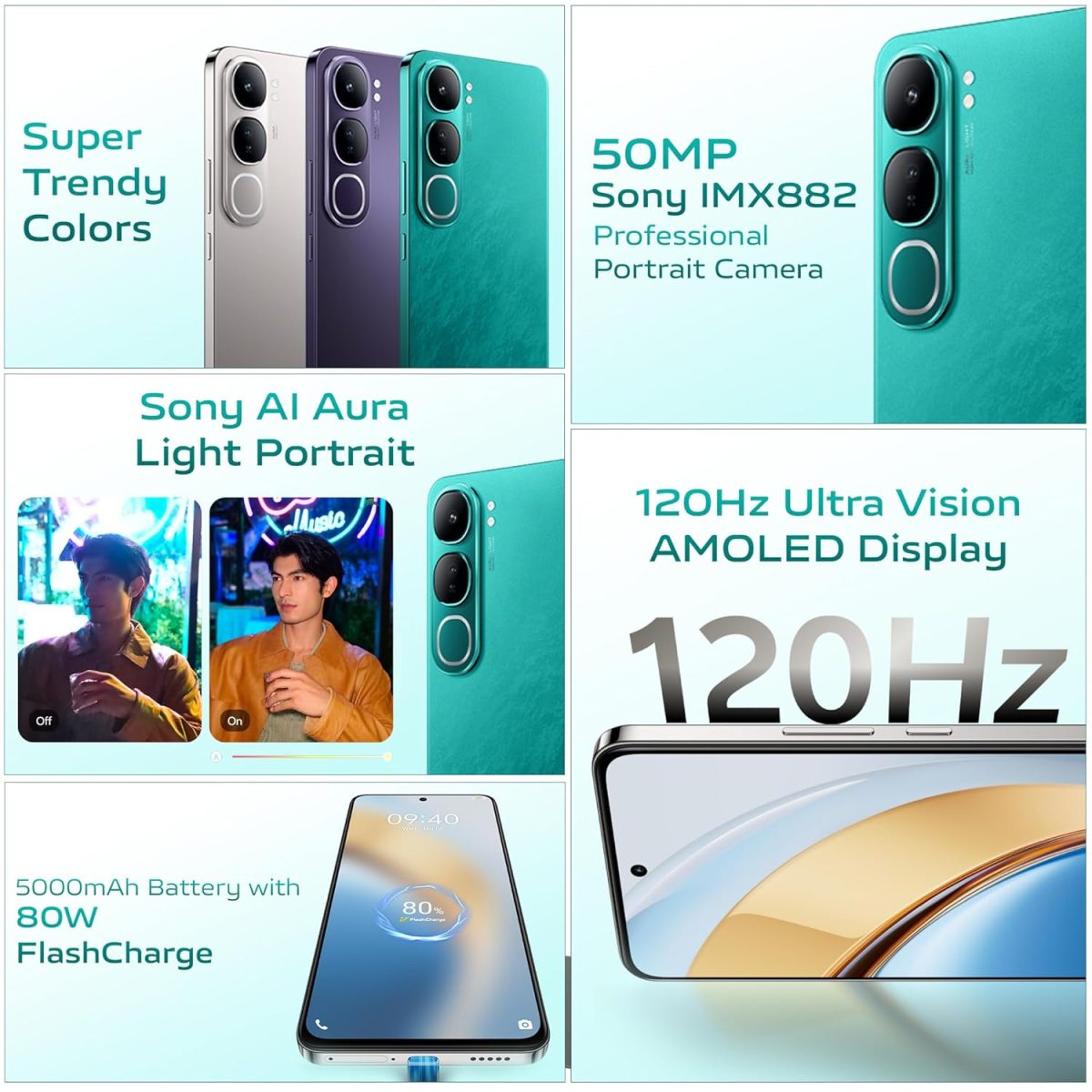 Vivo Y300 5G (Emerald Green, 8GB RAM, 128GB Storage) with No Cost EMI/Additional Exchange Offers - Image 6
