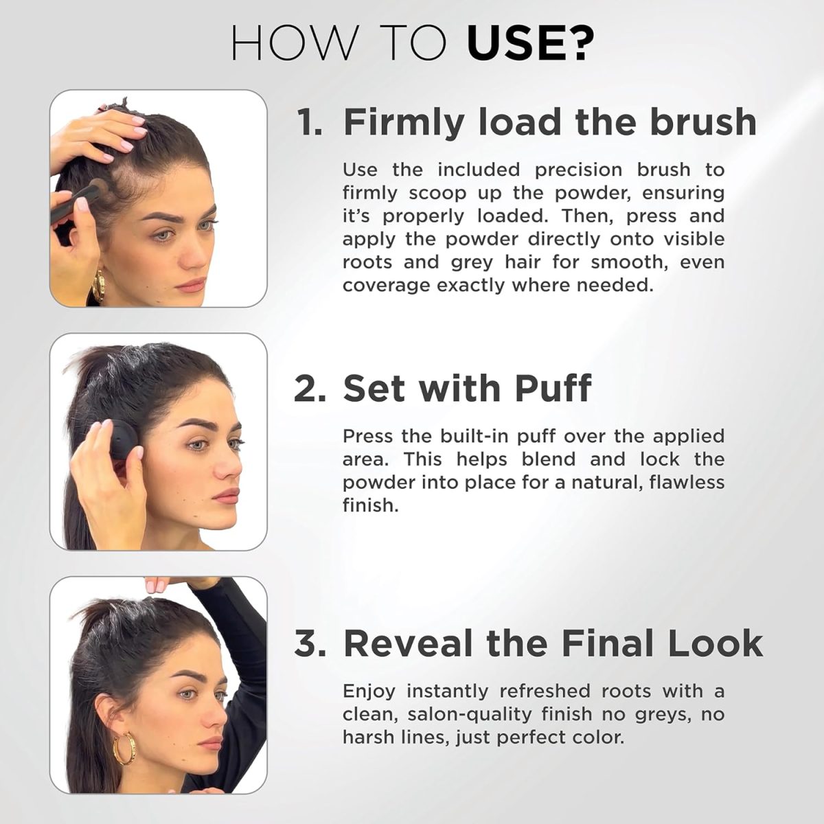 THICK FIBER Root Touch Up & Hairline Powder with Precise Brush for Grey Root Coverage & Thin Hair (Black, 4g) – Water & Sweat Resistant – Hair Loss Concealer for Women, Bald Spots & Hair Fill-In - Image 3