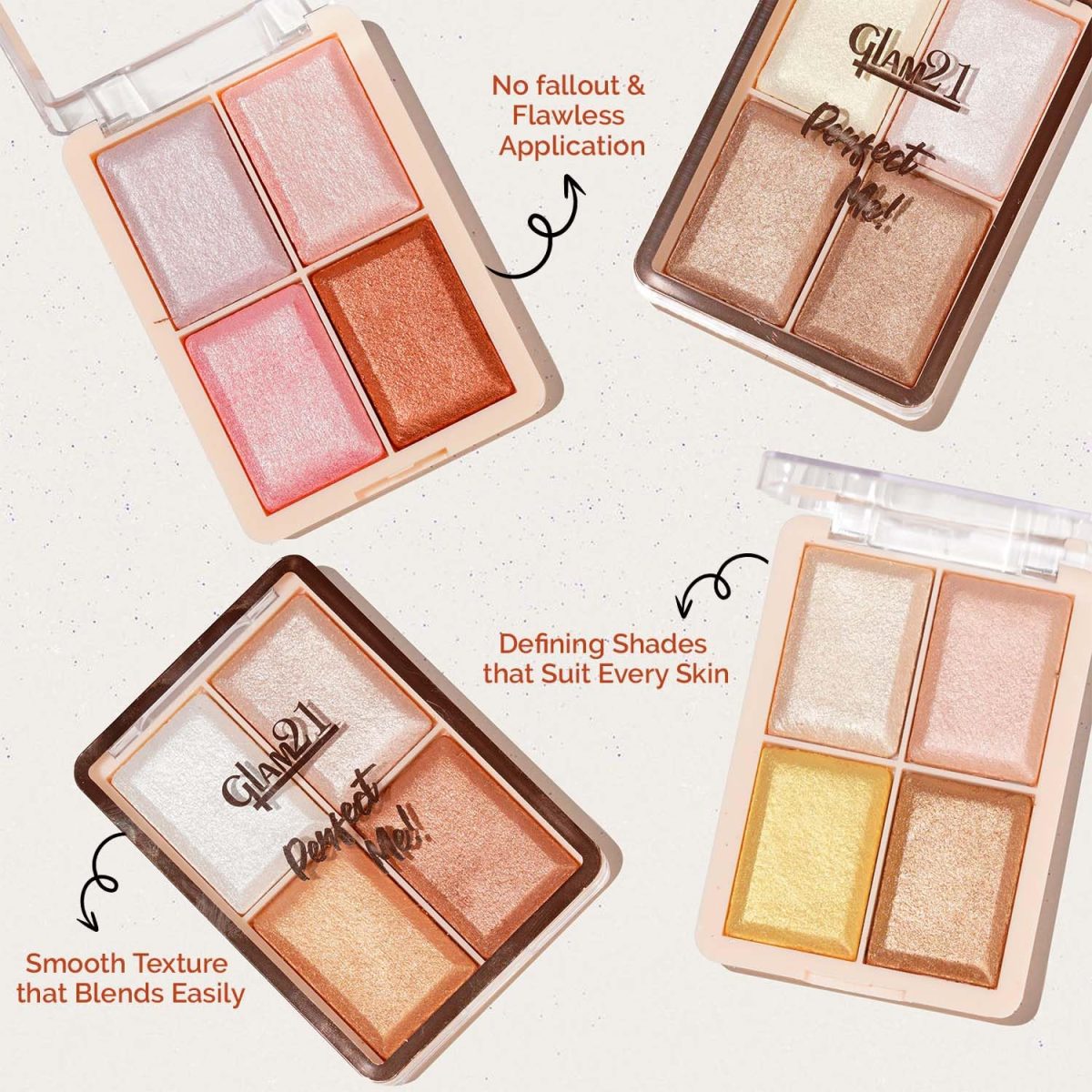 Glam21 Perfect Me! Highlighter Palette Blusher |Ultimate Shimmer Formulations | Highly-Pigmented Powder Highlighter With Easy-To-Blend Formula | Weightless Longlasting Illuminating Glow Face Kit| 6gm ( (Shade-03) - Image 4