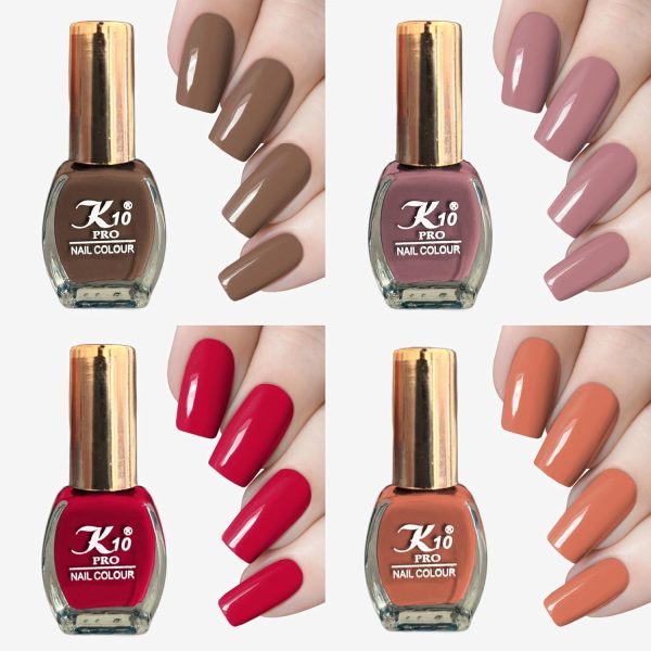 K10 Matte Finish Nail Polish | Matte Nail Paint For Girls And Women (Chocolate-Dusty-Pink-Rose-Pink-Peach) Set Of 4| Each 7 Ml