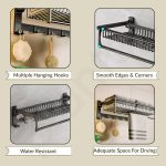 Plantex Aluminum Folding Towel Rack in Bathroom/Towel Holder in Bathroom/Towel Rod with Hooks/Bathroom Accessories (24 Inch) Black - Image 5