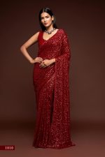 Zeel Clothing Women's Sequins Work Heavy Georgette Saree with Blouse (Latest-Sequins-Party-Saree, Free, Many Colors) - Image 2