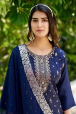 VredeVogel Women's Viscose Rayon Silk Kurta with Pant and Chiffon Dupatta Set - Image 2