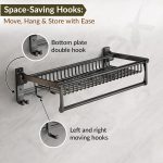 Plantex Aluminum Folding Towel Rack in Bathroom/Towel Holder in Bathroom/Towel Rod with Hooks/Bathroom Accessories (24 Inch) Black - Image 6