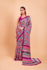 Garden Vareli Satin Crepe Saree With Unstitched Blouse Piece - Image 6