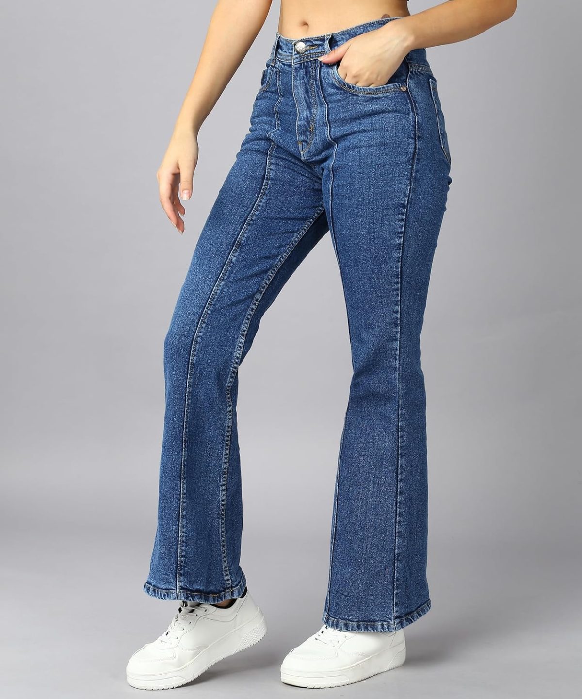 Nifty Womens Mid Rise Denim Wide Leg Jeans - Image 4