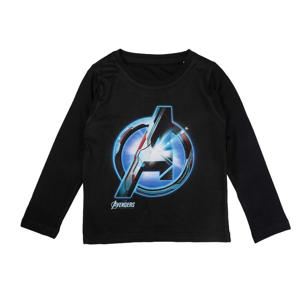 Marvel Avengers by Wear Your Mind Boy's Plain Regular Fit Long Sleeve Top (DMAF0104.2_Black4 7-8Y)