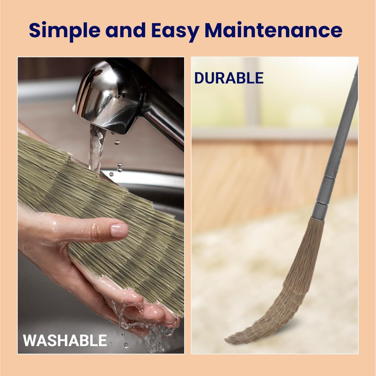 Chakaachak No Dust Broom for Cleaning Floors| No Dust Broom with Washable Fibers| Broom for Home Cleaning| Highly Durable Broom | Broom with Long Handle (XL)| Jhadu for Floor Cleaning - Image 3