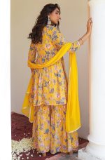 Janasya Women's Georgette Digital Floral Printed Kurta with Sharara and Dupatta - Image 7