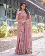 ALMAARI FASHION Handloom Cotton Floral Printed Saree with Tassels on Edges & Attached Blouse Piece | 5.5 Meter Saree + 0.8 Meter Blouse - Image 8