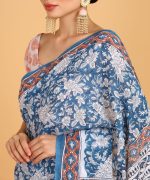 BLOCKS OF INDIA Hand Block Print Cotton Sarees For Women with Unstitched Blouse Piece - Image 9