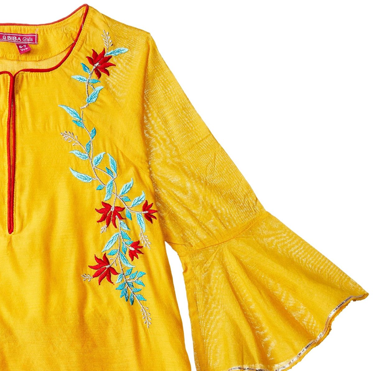 BIBA Girls Notched Neck Embroidered Sharara Suit For Girls - Image 3