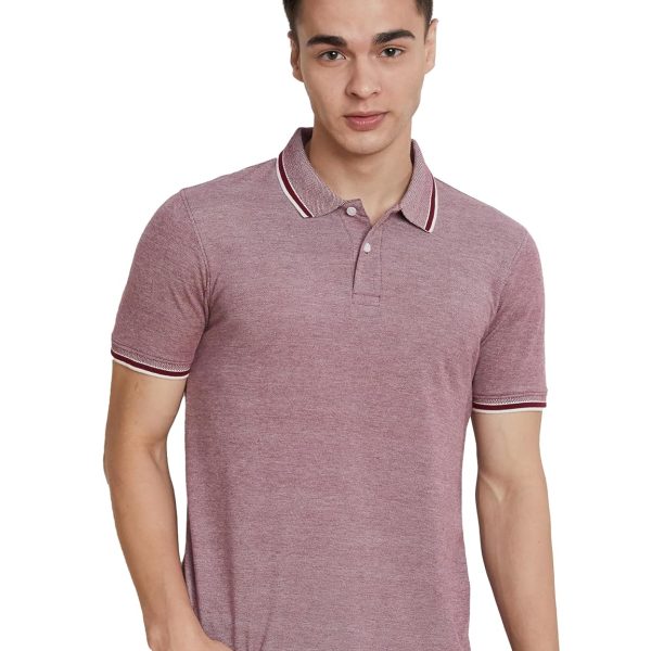 Amazon Brand - Symbol Men's Cotton Rich Textured Polo Tshirts | Collar Plain Tshirts | Half Sleeves - Regular Fit (Available in Plus Sizes)
