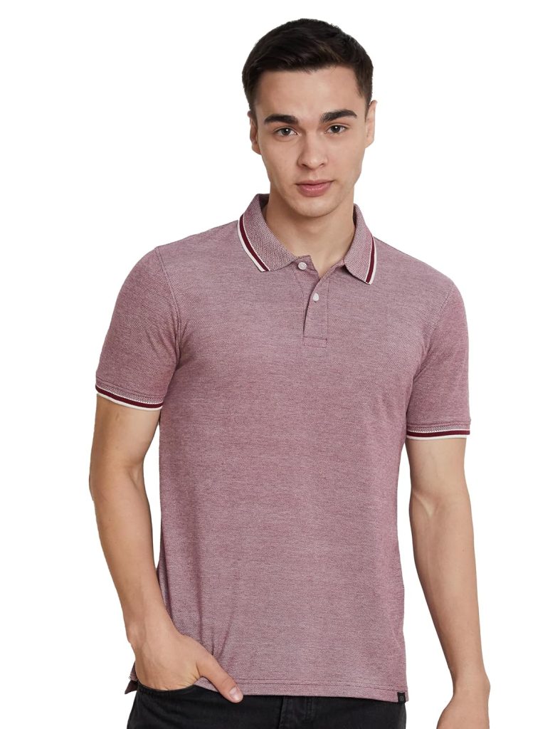 Amazon Brand - Symbol Men's Cotton Rich Textured Polo Tshirts | Collar Plain Tshirts | Half Sleeves - Regular Fit (Available in Plus Sizes)