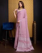 SWORNOF Women's Linen Cotton Silk Saree with Unstitched Blouse Piece | Saree for Women | Saree with Blouse Piece | Soft and Skin Friendly - Image 3
