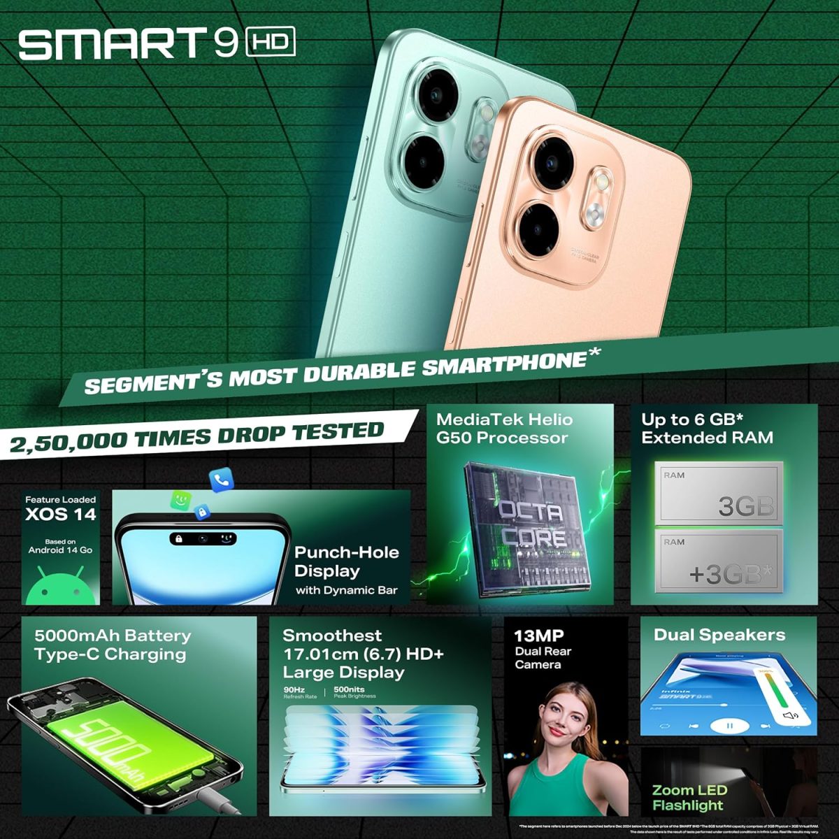 Infinix Smart 9 HD (Neo Titanium, 3GB RAM, 64GB Storage) | 250K+ Drop Tetss | 90Hz Punch Hole Display | 5000mAh Battery - Image 5
