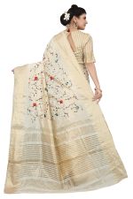 SERONA FABRICS Women's Assam Cotton Silk With Golden Border Thread Embroidered Banarasi Saree With Blouse Piece - Image 4