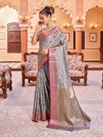 SWORNOF Women's cotton leaves Saree With Unstitched Boluse Piece - Image 3
