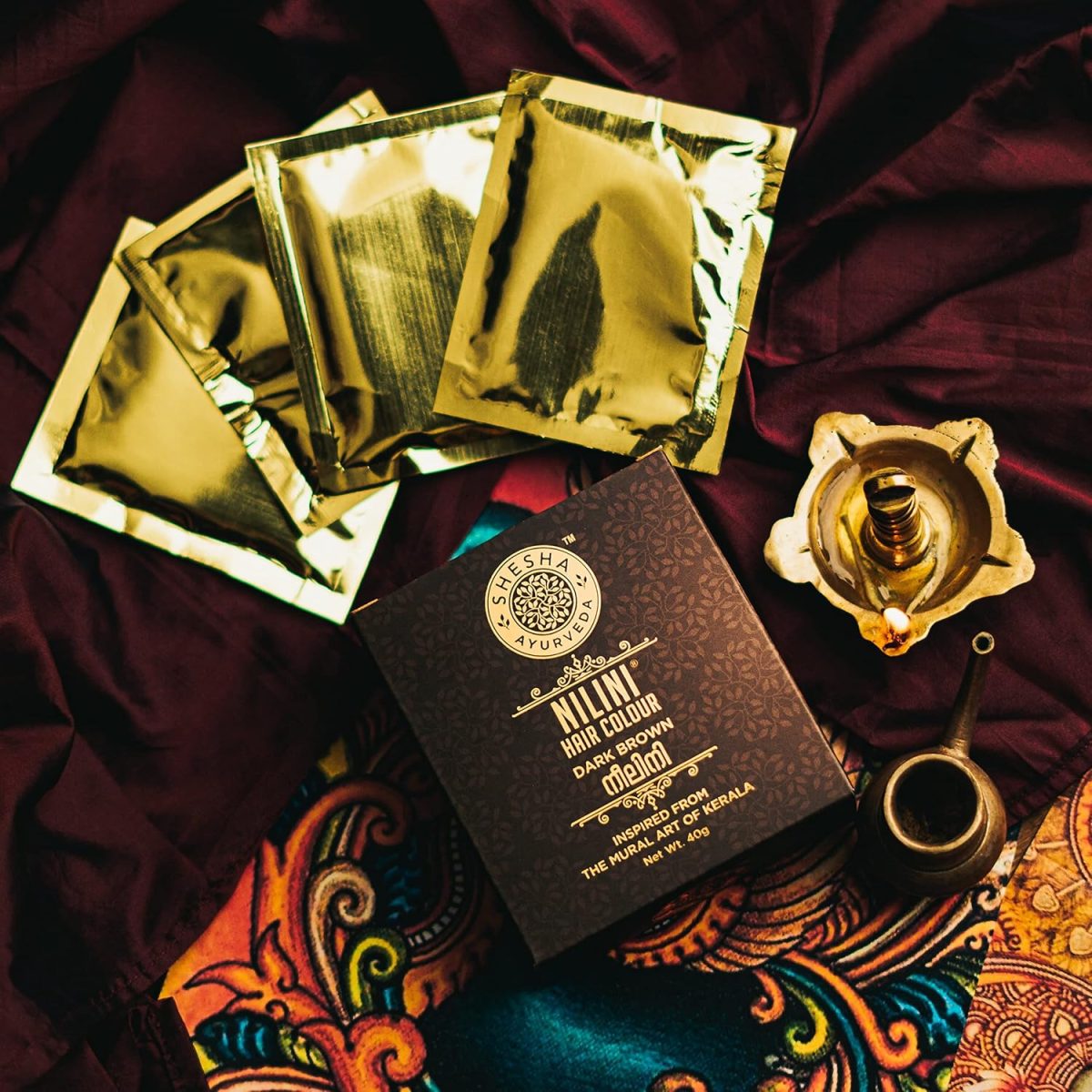 Shesha Ayurveda Nilini Ayurvedic Hair Colour - Dark Brown-No Ammonia,No Peroxide, No Perborate,No Bleach, 40g - Image 3