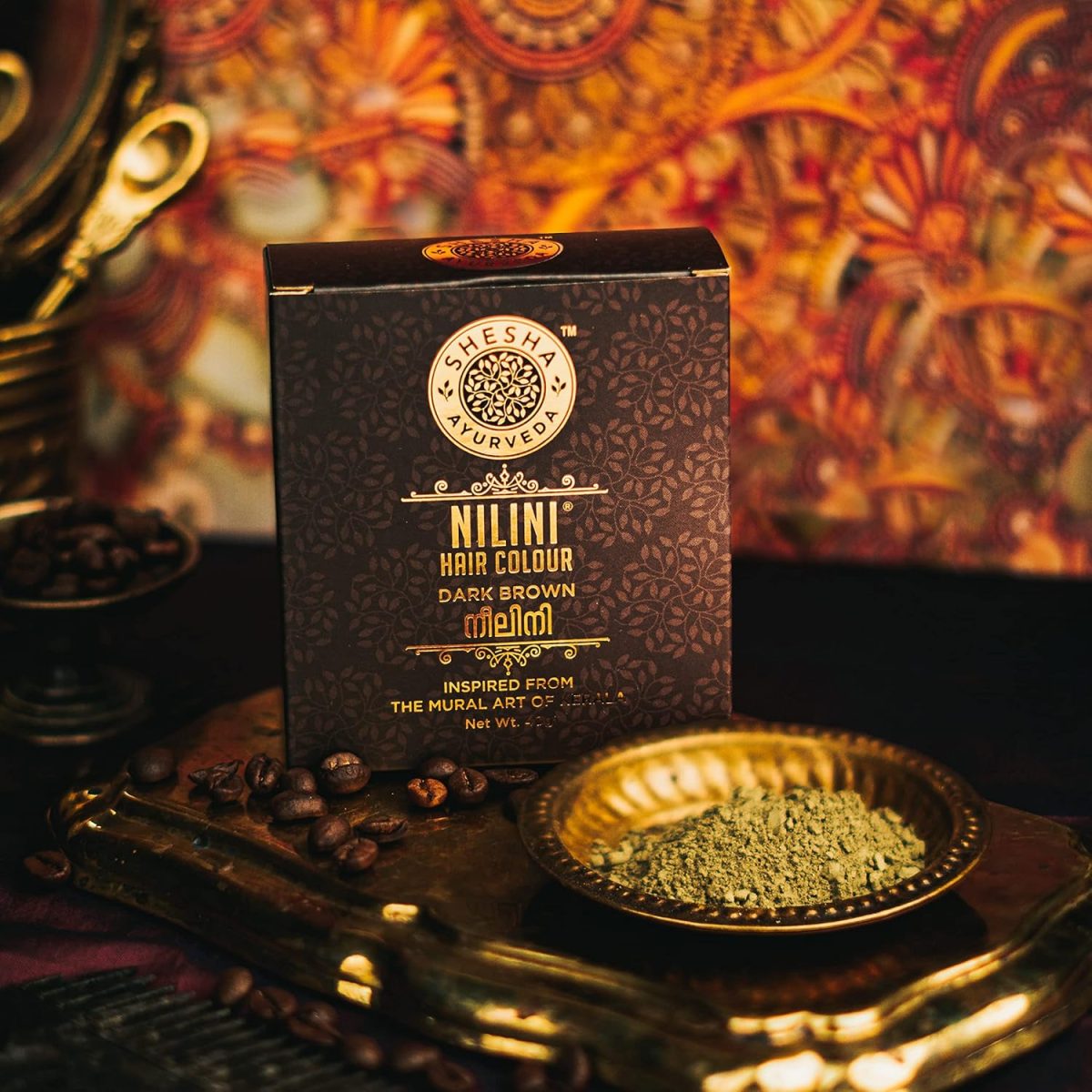 Shesha Ayurveda Nilini Ayurvedic Hair Colour - Dark Brown-No Ammonia,No Peroxide, No Perborate,No Bleach, 40g - Image 2