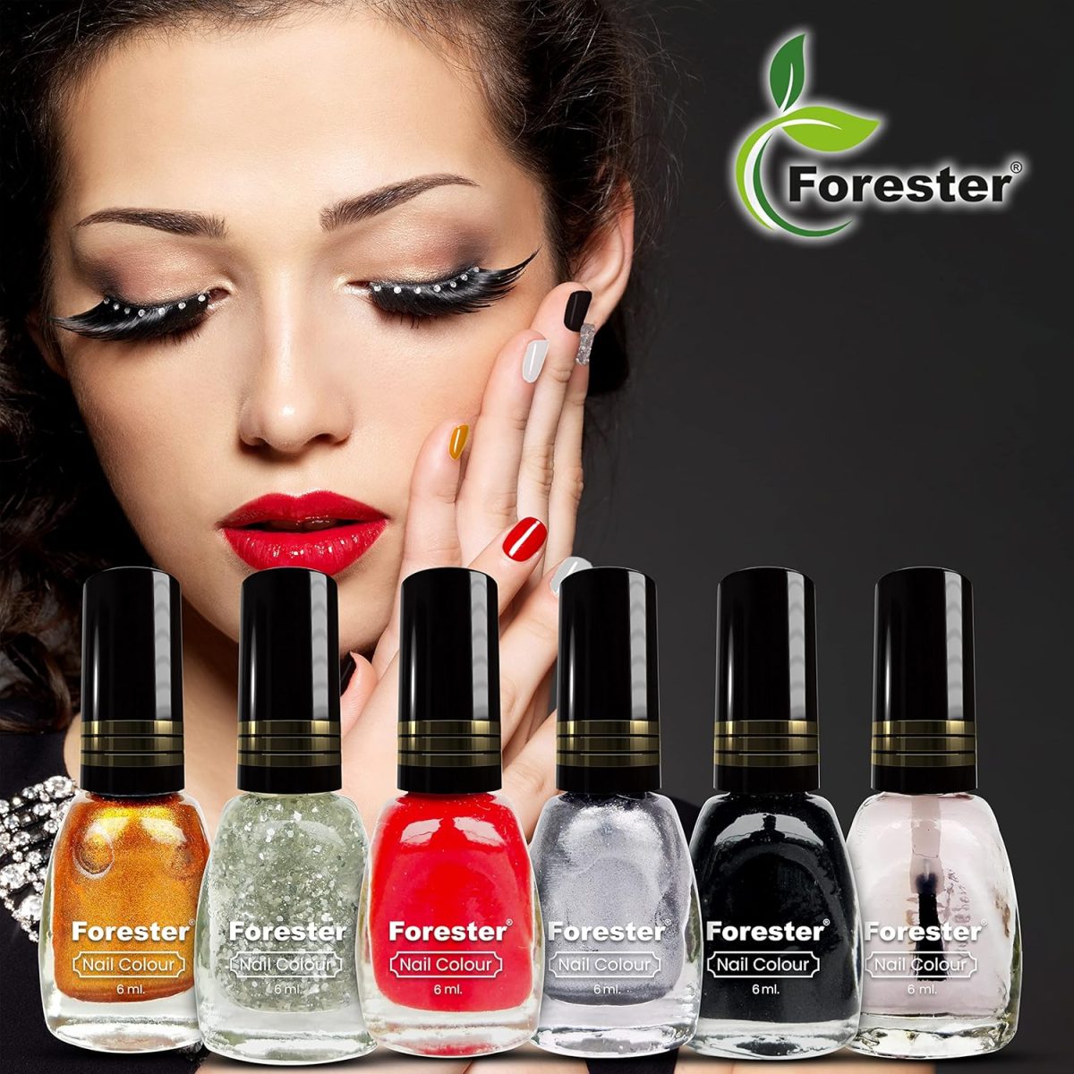 forester New professional Color Rich Paint HD Shine Mate Color Combo Set(pack of 6) Multi coloure (Brown) - Image 3