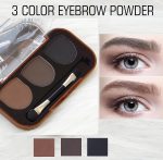 CS 3in-1 eyebrow powder palette,black,brown,dark brown eyebrow powder with application brush (SHADE B) - Image 2